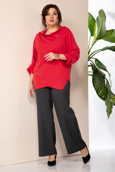 Блуза, брюки Anastasia 954 красный/графит - фото 2