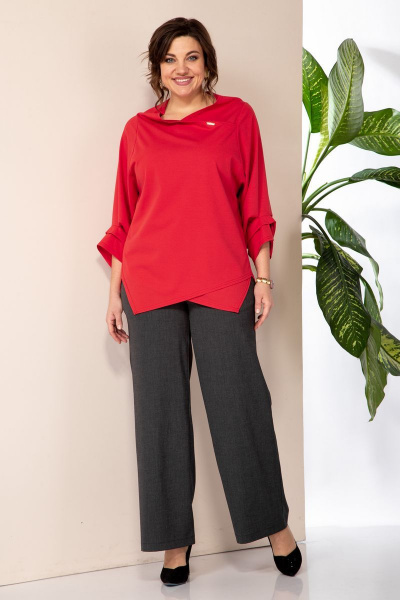 Блуза, брюки Anastasia 954 красный/графит - фото 1