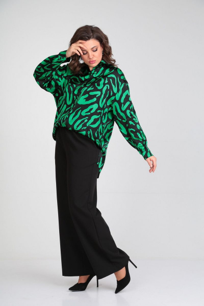 Блуза, брюки Mubliz 024 черный-зеленый - фото 1