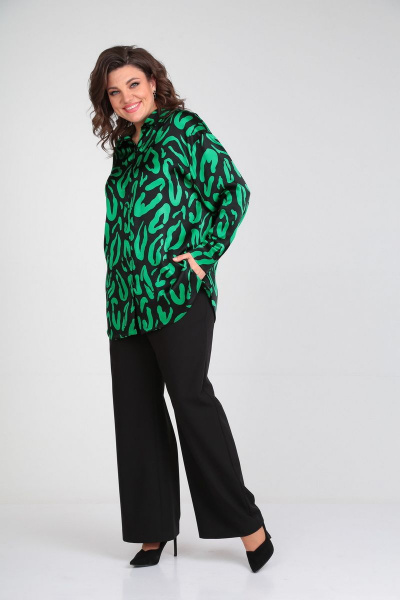 Блуза, брюки Mubliz 024 черный-зеленый - фото 5