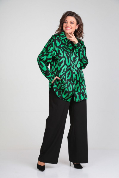 Блуза, брюки Mubliz 024 черный-зеленый - фото 4