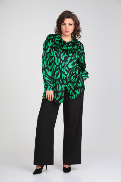 Блуза, брюки Mubliz 024 черный-зеленый - фото 3