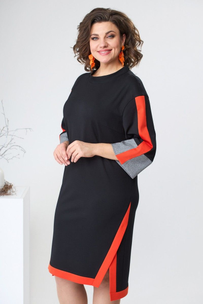 Платье Romanovich Style 1-2465 черный/оранжевый - фото 4