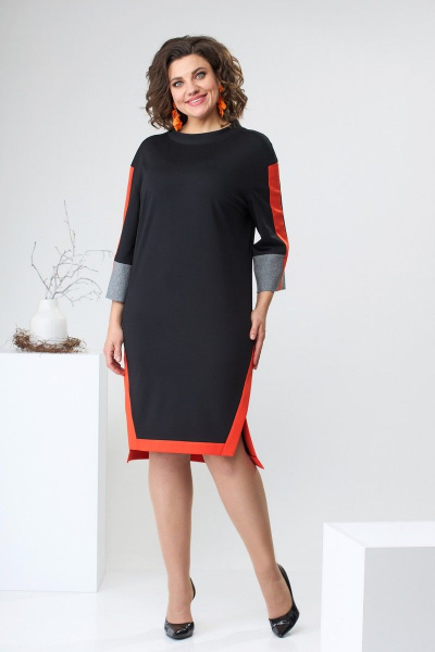 Платье Romanovich Style 1-2465 черный/оранжевый - фото 2