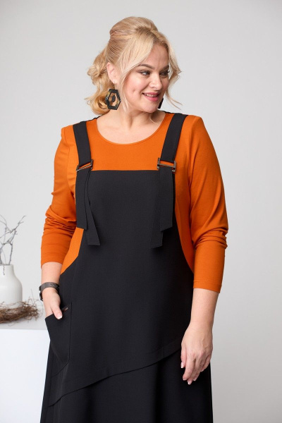 Платье Romanovich Style 1-2353 черный/оранжевый - фото 4