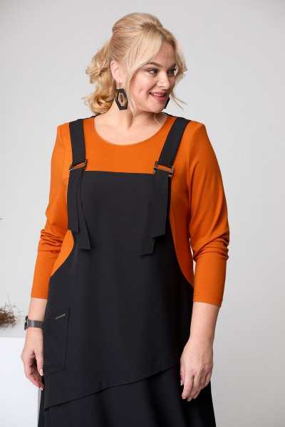 Платье Romanovich Style 1-2353 черный/оранжевый - фото 3