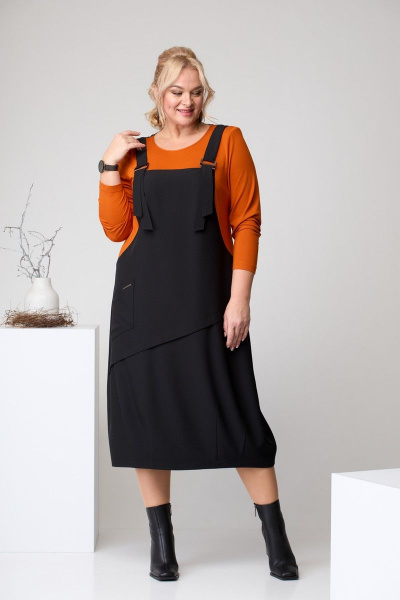 Платье Romanovich Style 1-2353 черный/оранжевый - фото 2