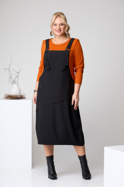 Платье Romanovich Style 1-2353 черный/оранжевый - фото 1