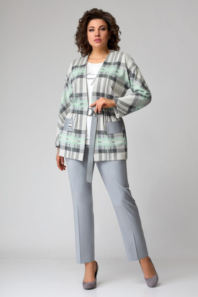 Блуза, брюки, жакет Мишель стиль 1100 серый - фото 2