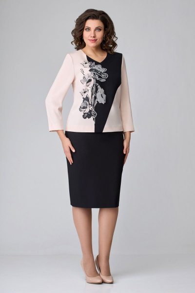 Блуза, юбка Мишель стиль 1103 пудра-черный - фото 4