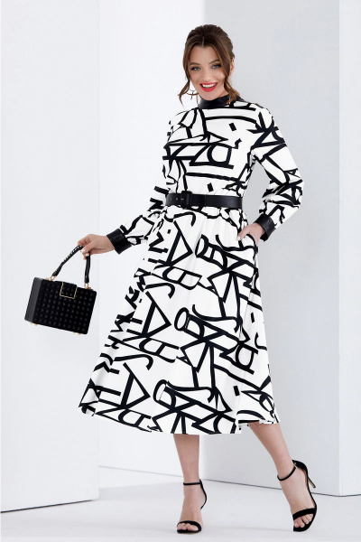 Платье Lissana 4679 бело-черный - фото 1