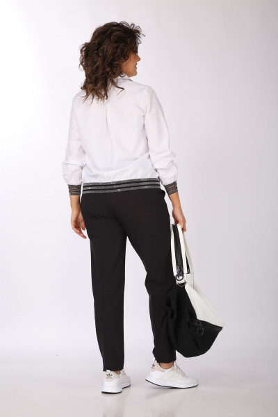 Блуза, брюки Vilena 868 белый+черный - фото 4