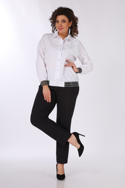 Блуза, брюки Vilena 868 белый+черный - фото 5