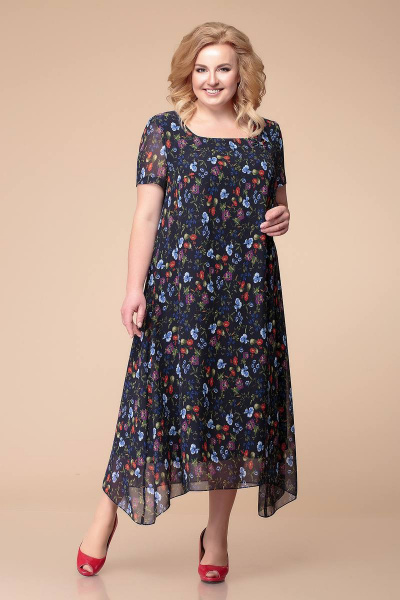 Платье Romanovich Style 1-1332 синий/цветочный_принт - фото 1