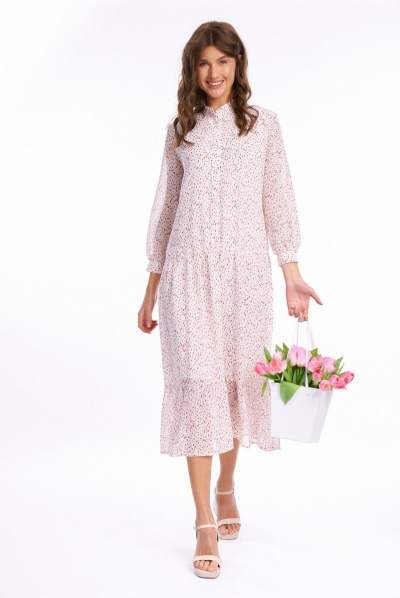 Платье KaVaRi 1023 молочный_тюльпаны - фото 1