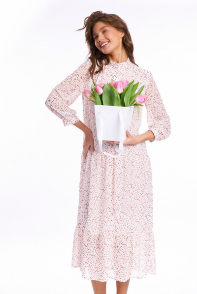 Платье KaVaRi 1023 молочный_тюльпаны - фото 5
