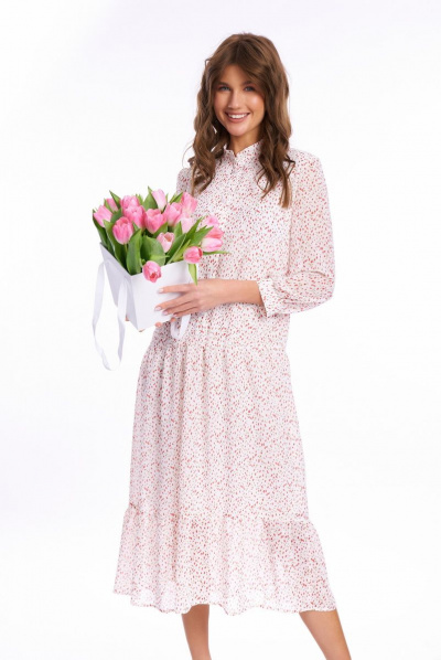 Платье KaVaRi 1023 молочный_тюльпаны - фото 4