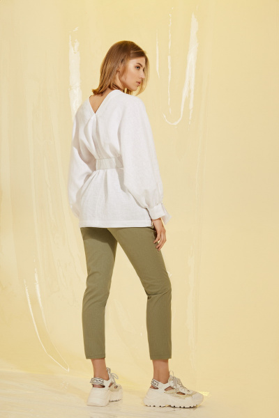 Блуза, брюки Prestige 3664 белый-оливка - фото 2