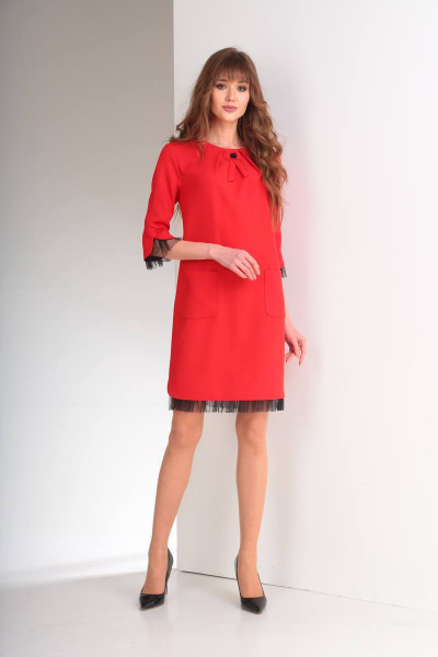 Платье TVIN 7390 красный+черная_отделка - фото 1