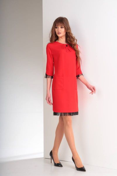 Платье TVIN 7390 красный+черная_отделка - фото 5