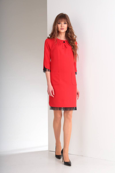 Платье TVIN 7390 красный+черная_отделка - фото 6
