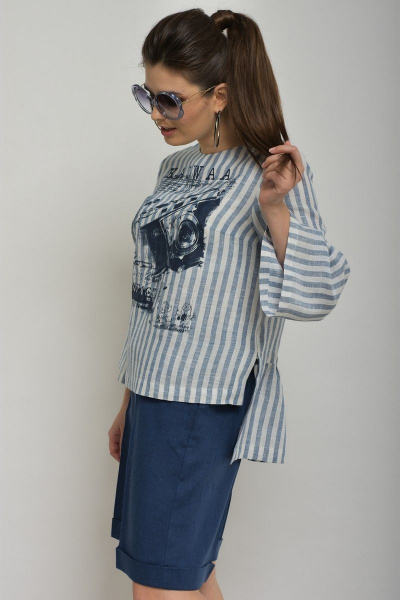 Блуза, шорты MALI 764 полоска+синий - фото 5