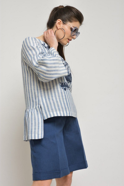 Блуза, шорты MALI 764 полоска+синий - фото 6