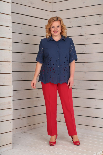 Блуза, брюки Basagor 542 темно-синий/красный - фото 1