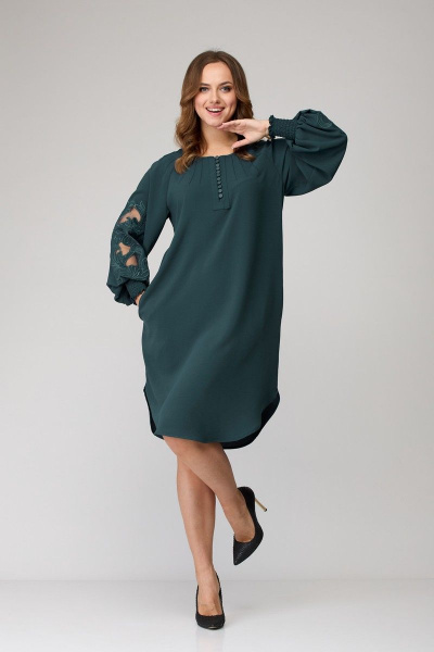 Платье SandyNa 130118 серо-зеленый - фото 5