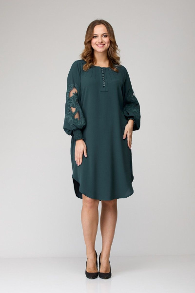 Платье SandyNa 130118 серо-зеленый - фото 3