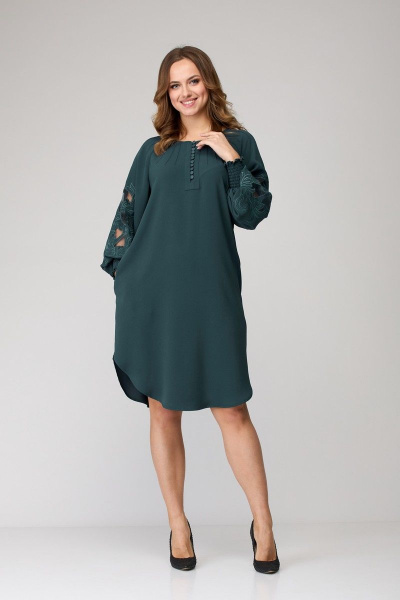 Платье SandyNa 130118 серо-зеленый - фото 2
