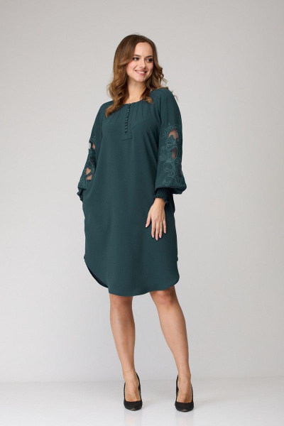 Платье SandyNa 130118 серо-зеленый - фото 4