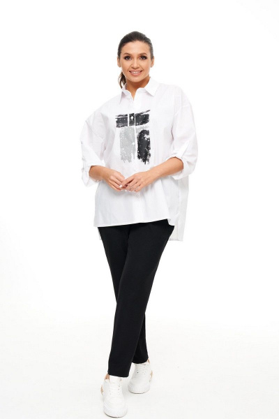 Блуза, брюки Beautiful&Free 6009 белый+черный - фото 1