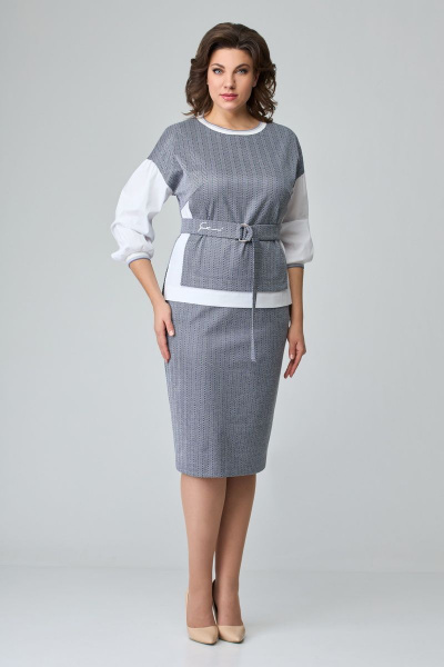 Блуза, юбка Мишель стиль 1099 серо-белый - фото 4