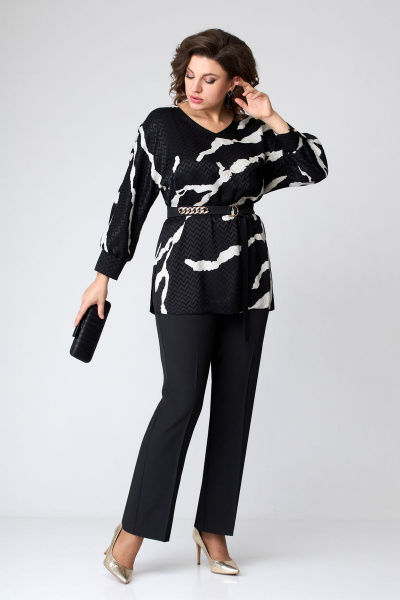 Блуза, брюки Мишель стиль 1091-1 черный-молочный - фото 5