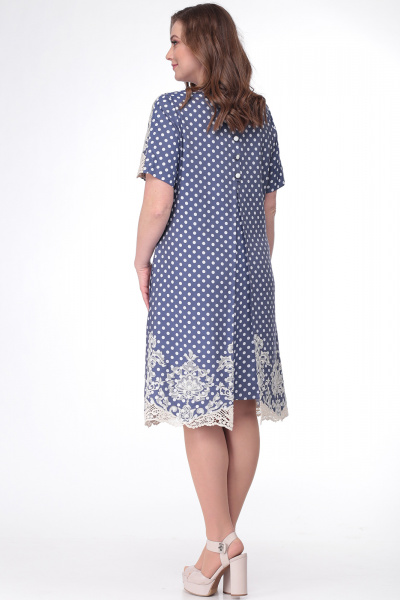 Платье LadisLine 1087 сине-молочный - фото 4