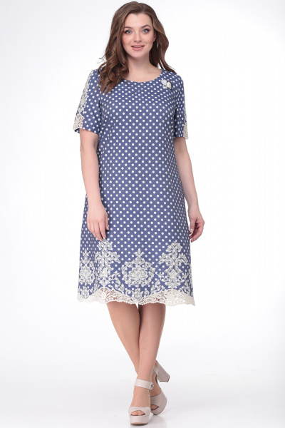 Платье LadisLine 1087 сине-молочный - фото 3