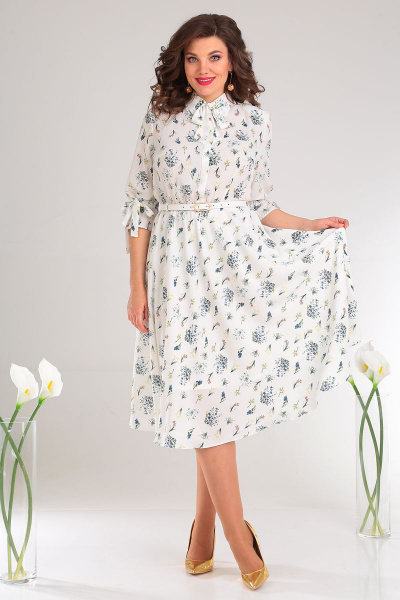 Платье Мода Юрс 2481 белый+цветы - фото 1
