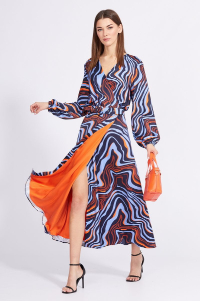 Платье EOLA 2341 синий-оранжевый - фото 1