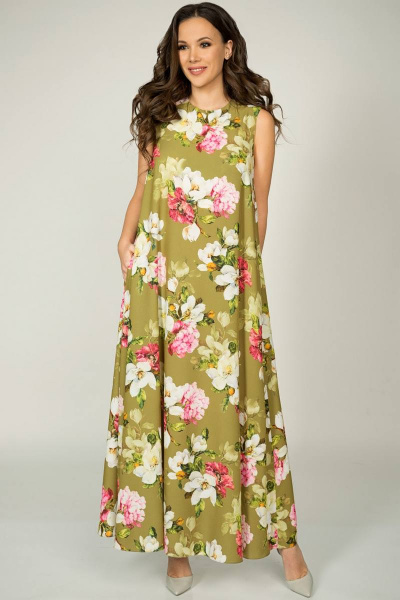 Платье Teffi Style L-1390 олива - фото 4