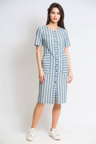 Платье Ivera 487 полоска-синяя - фото 1