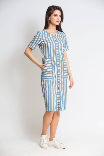 Платье Ivera 487 полоска-синяя - фото 2