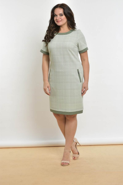 Платье Lady Style Classic 1427-2 бледно-зеленая_клетка - фото 1