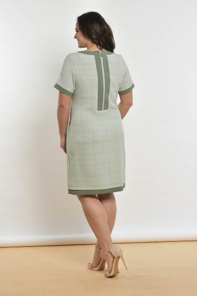 Платье Lady Style Classic 1427-2 бледно-зеленая_клетка - фото 2