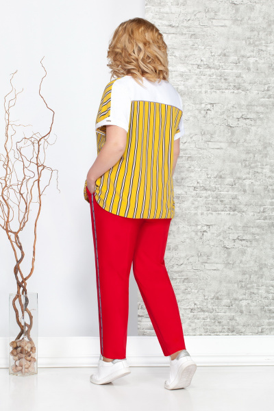 Блуза, брюки Ивелта плюс 2883 желтый+красный - фото 2