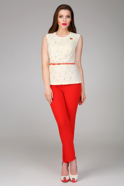 Блуза, брюки Bonna Image 16-186 молочно-желтый+красный - фото 1