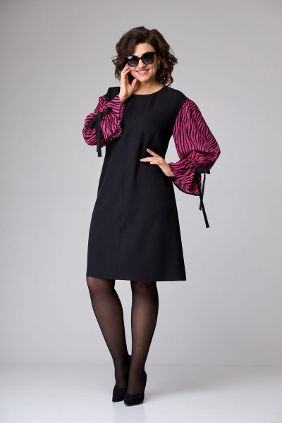 Платье EVA GRANT 7060 черный+розовый - фото 1