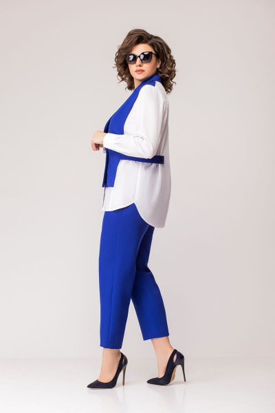 Блуза, брюки EVA GRANT 7148 сине-белый - фото 6