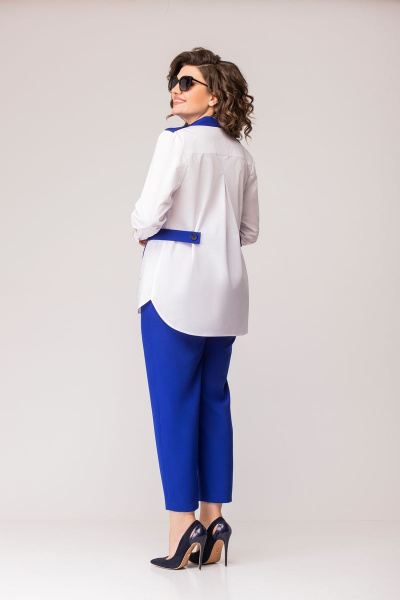 Блуза, брюки EVA GRANT 7148 сине-белый - фото 5
