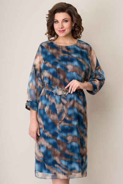 Платье VOLNA 1275 бежево-голубой - фото 3